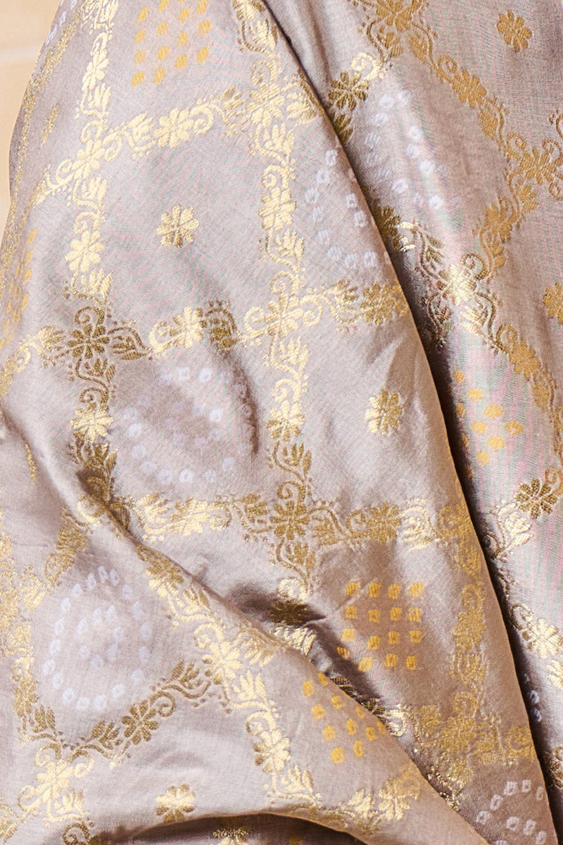 Medium Grey All Over Zari Jacquard Stole