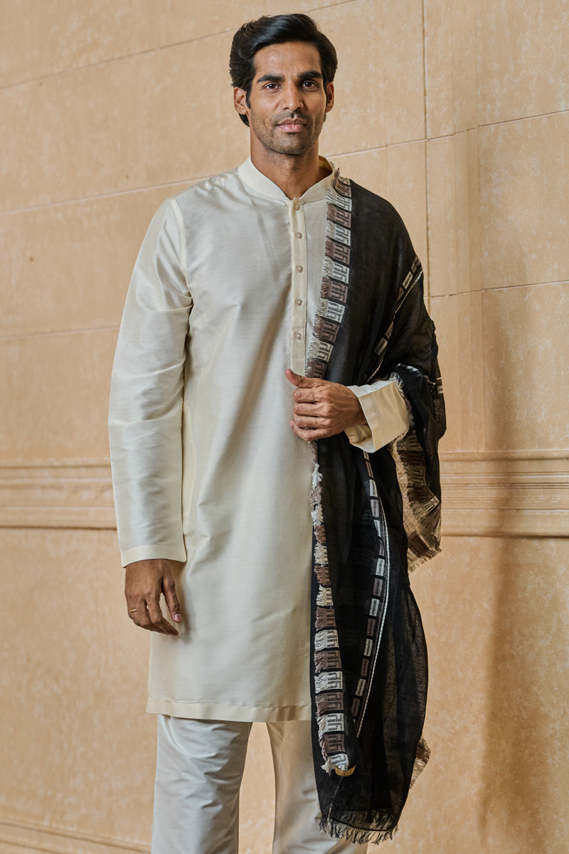 Black Shawl With Tasva Border Detailing