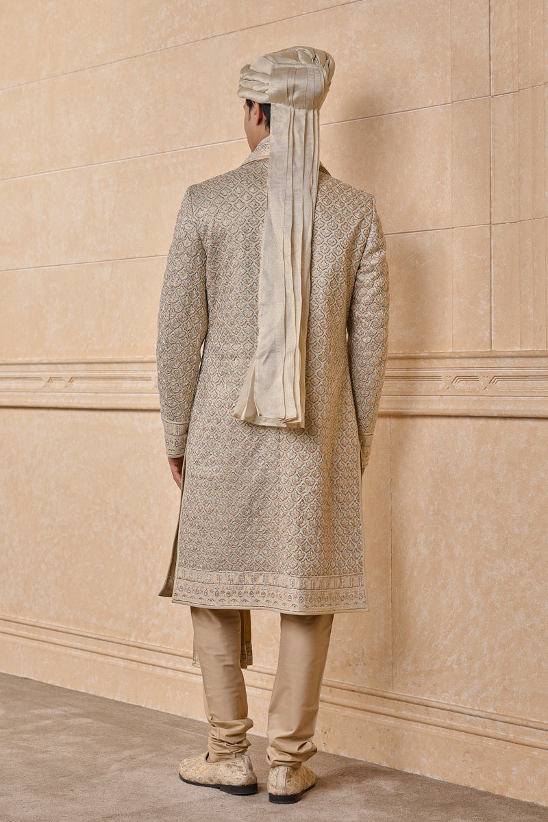 Gold All Over Embroidered Sherwani