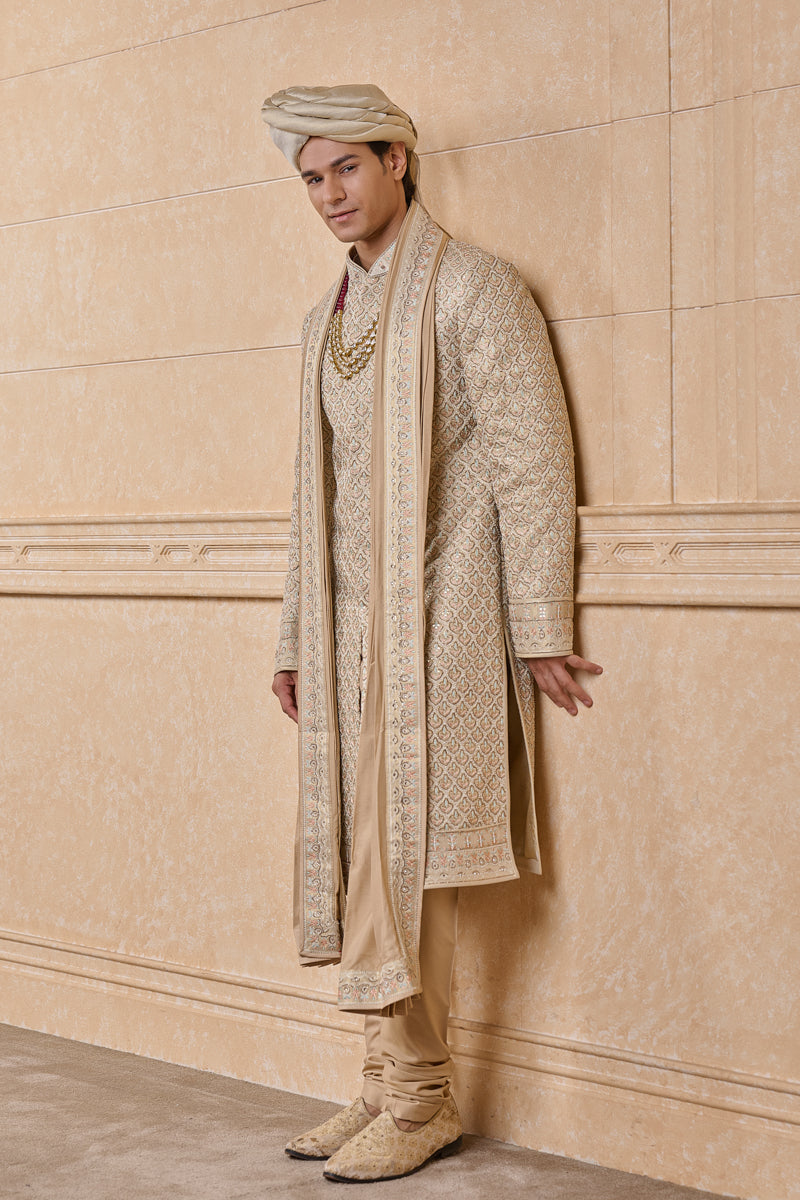 Gold All Over Embroidered Sherwani