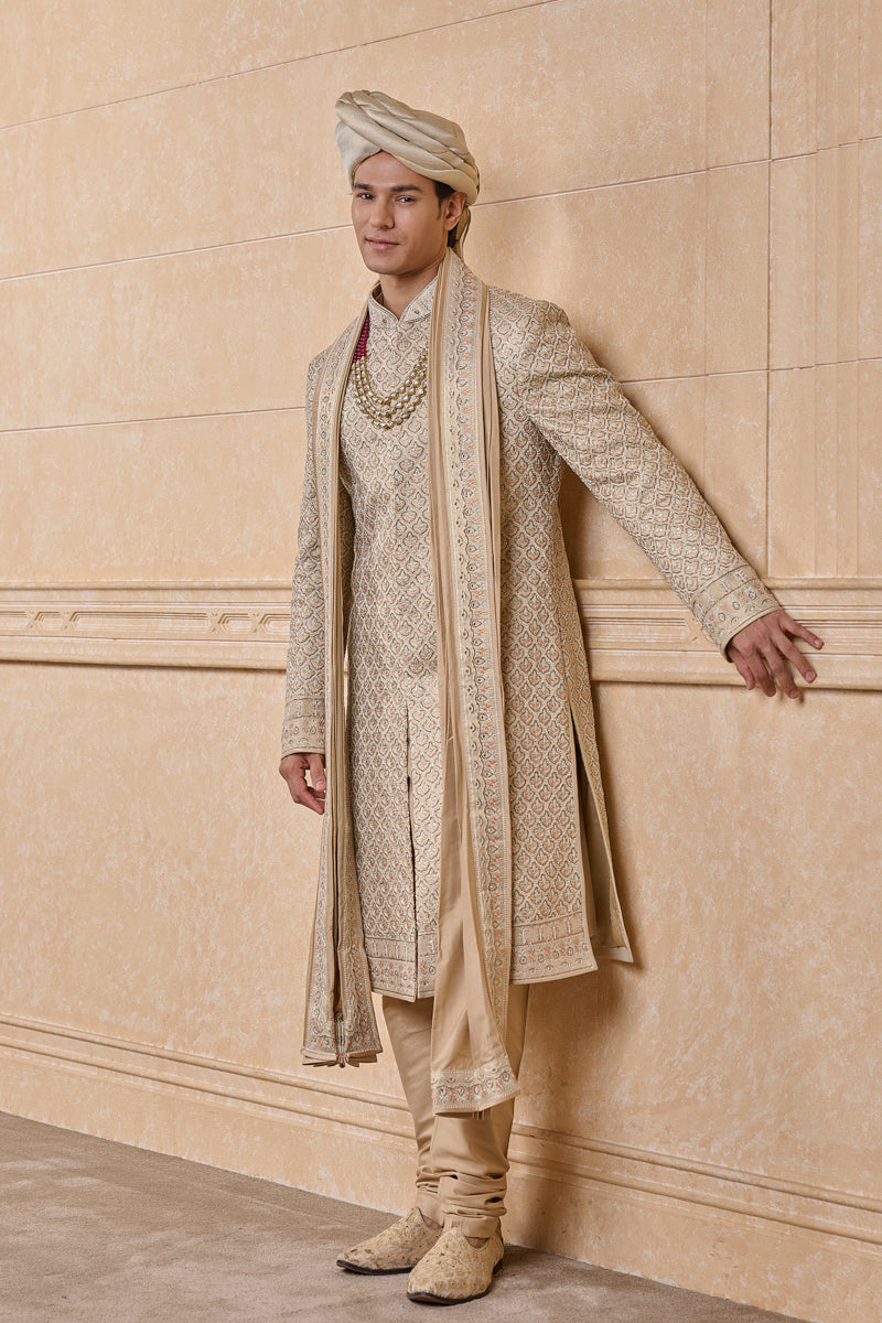 Gold All Over Embroidered Sherwani