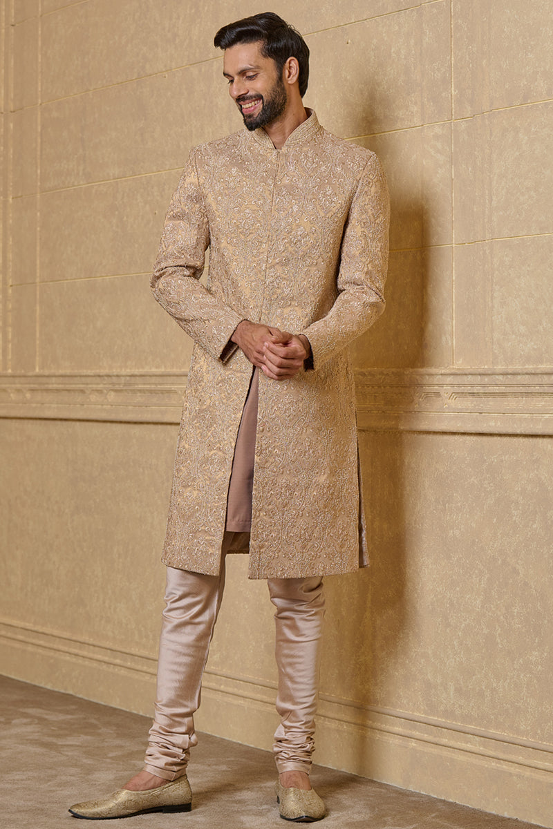 Pink Floral Embroidered Sherwani