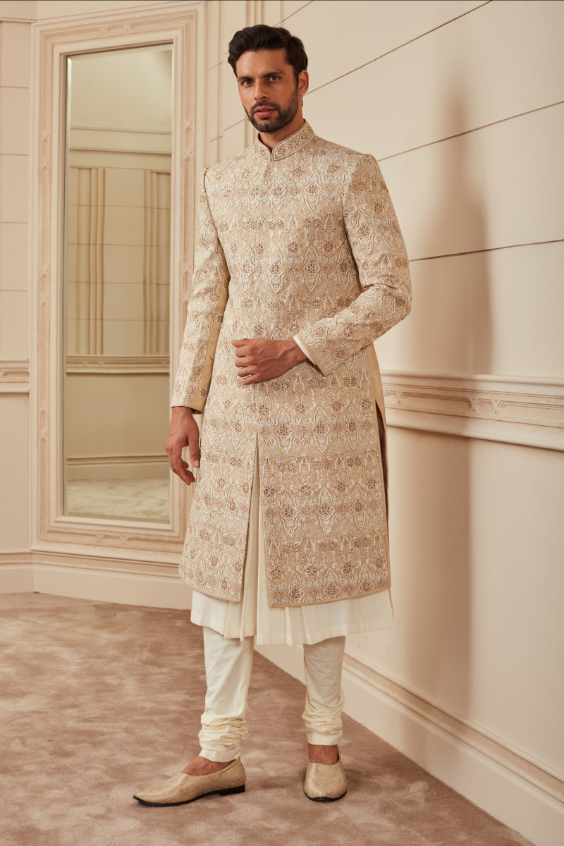 Gold Tissue Resham Brocade Sherwani