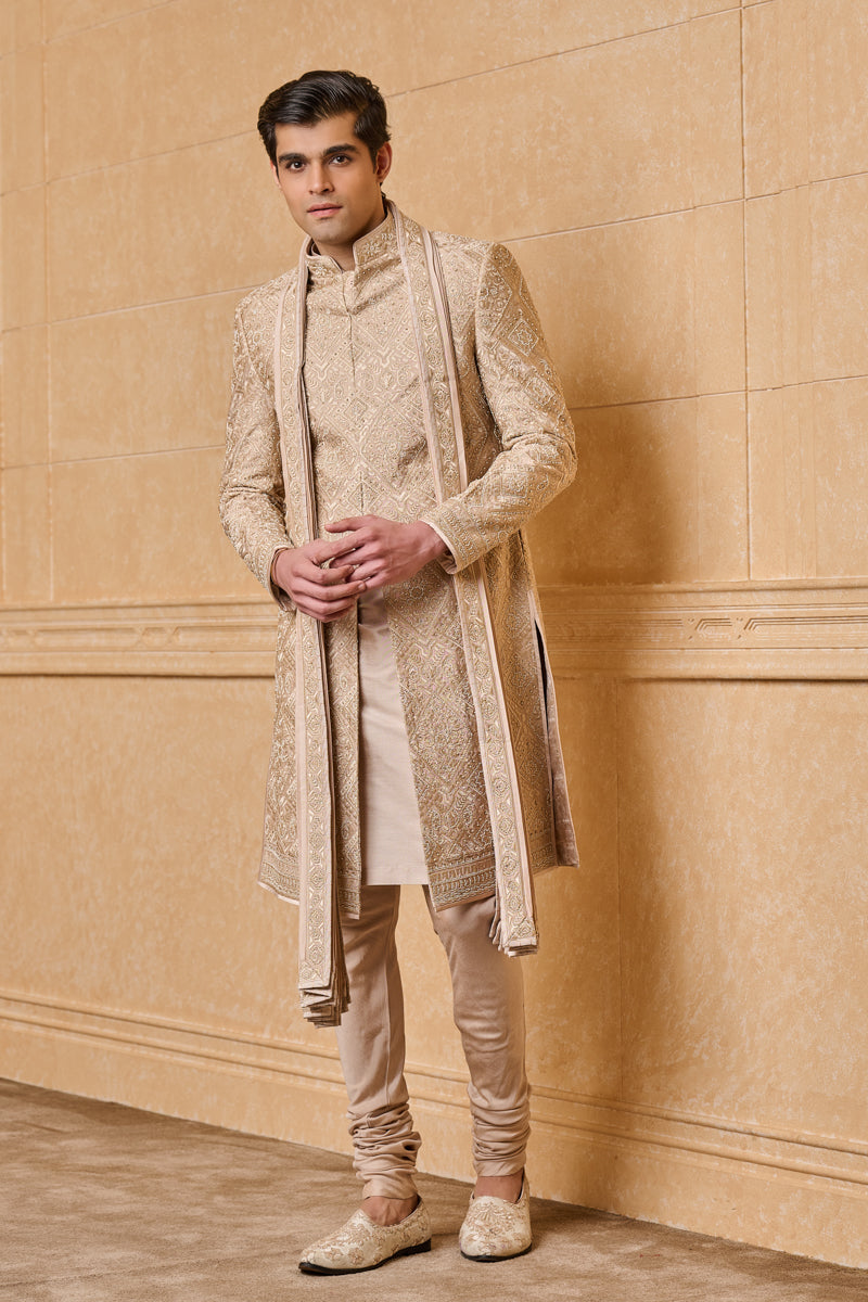 All Over Embroidered Sherwani With Stole