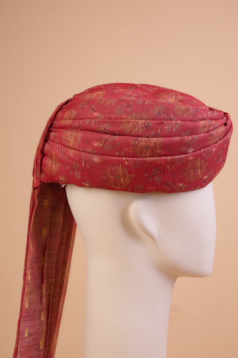 Maroon Chanderi Printed Safa