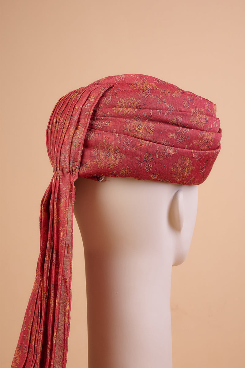 Maroon Chanderi Printed Safa