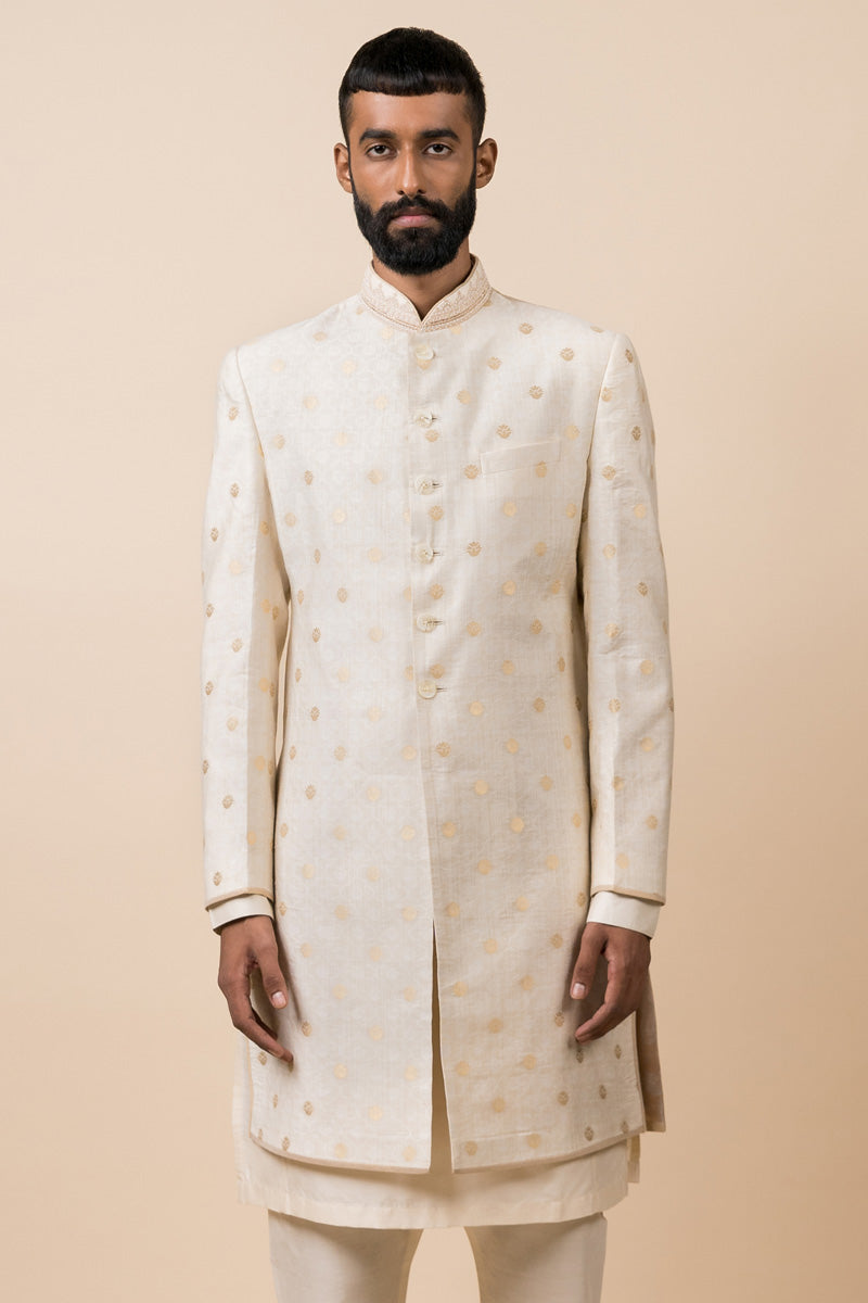 Classic Achkan With Embroidered Collar