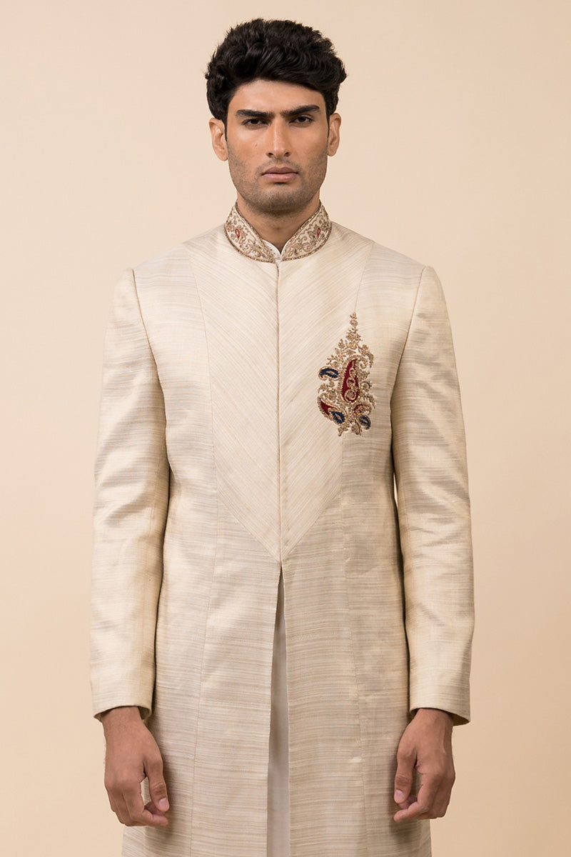 Stylised Sherwani With Embroidered Crest