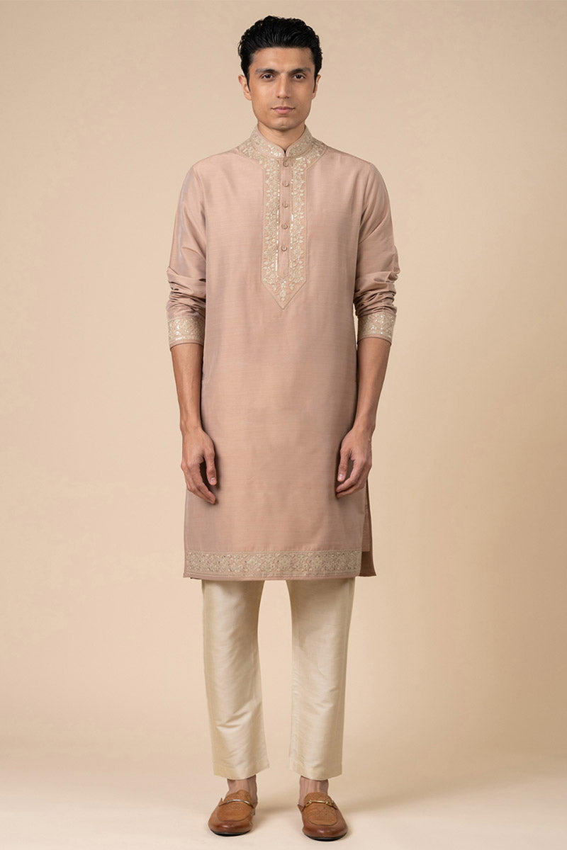 Pink Kurta Set With Embroidery Details