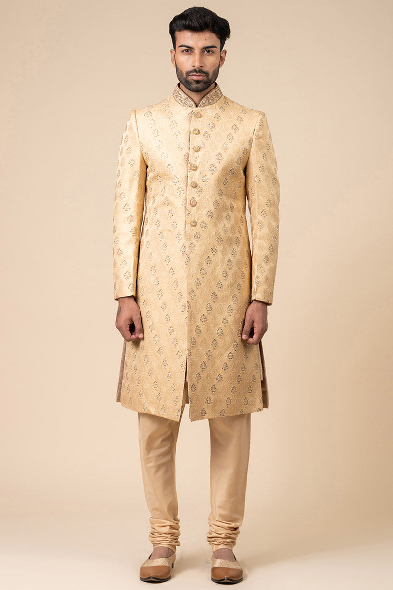 All Over Embroidered Sherwani In Brocade