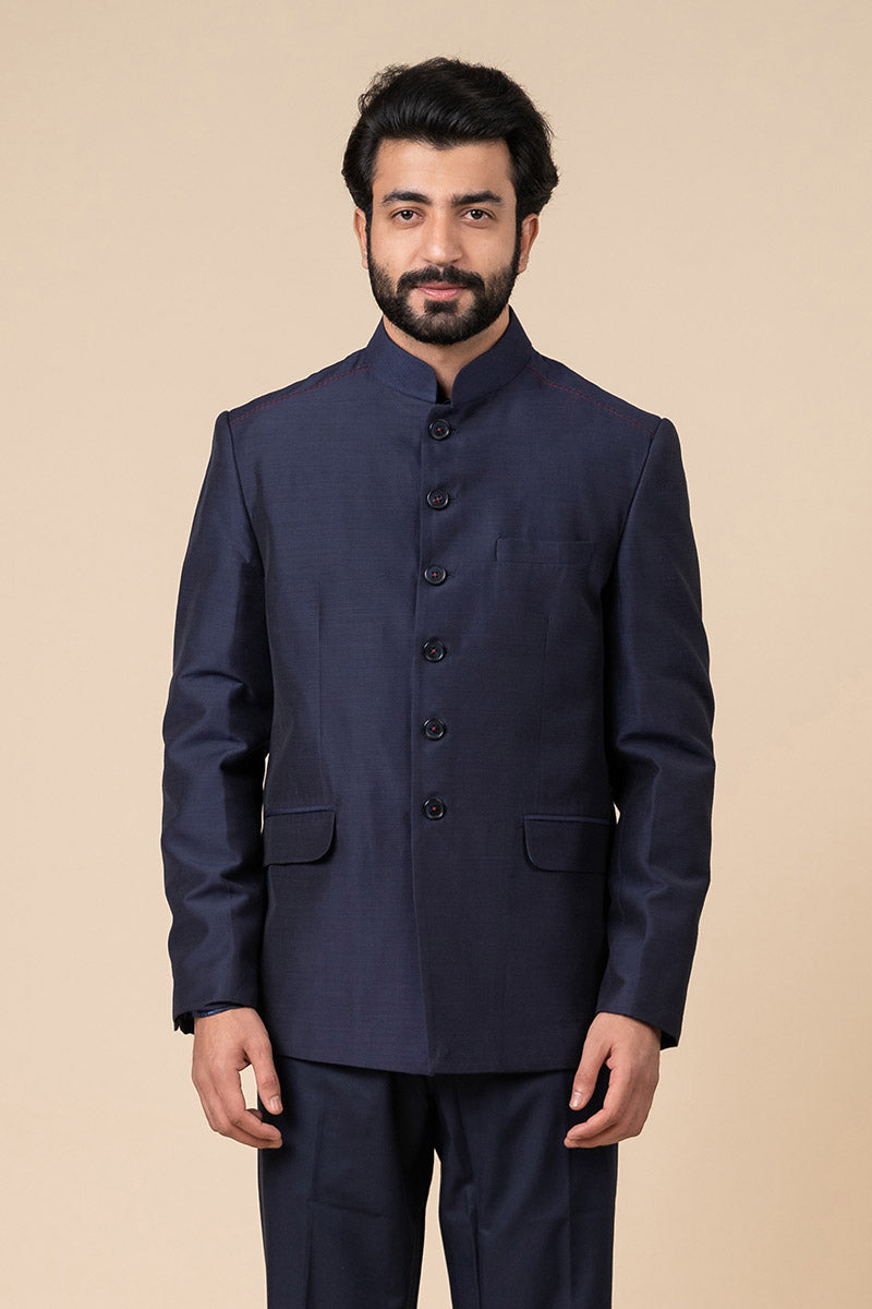 Navy Classic Bandhgala with Seam Detail