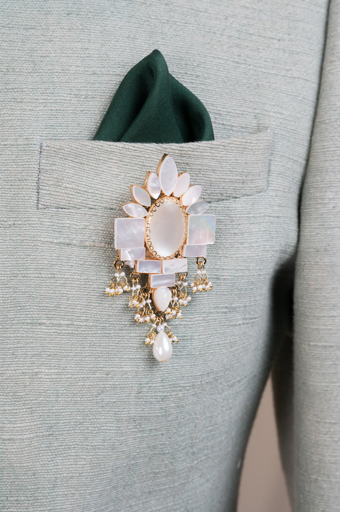 Marquise Mother Of Pearl Drop Brooch