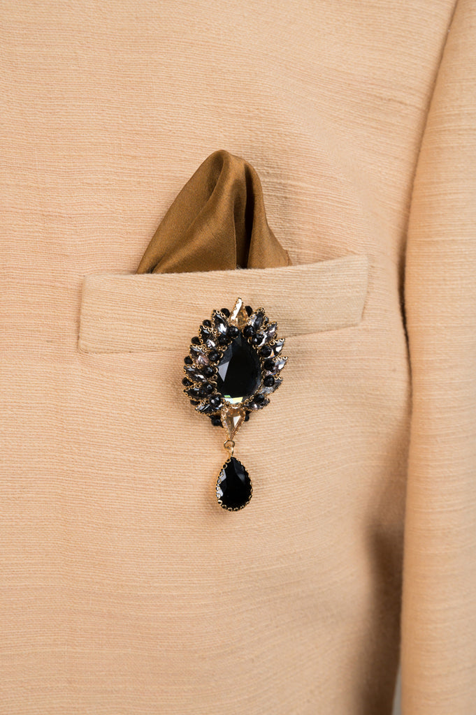 Black Crystal Studded Brooch
