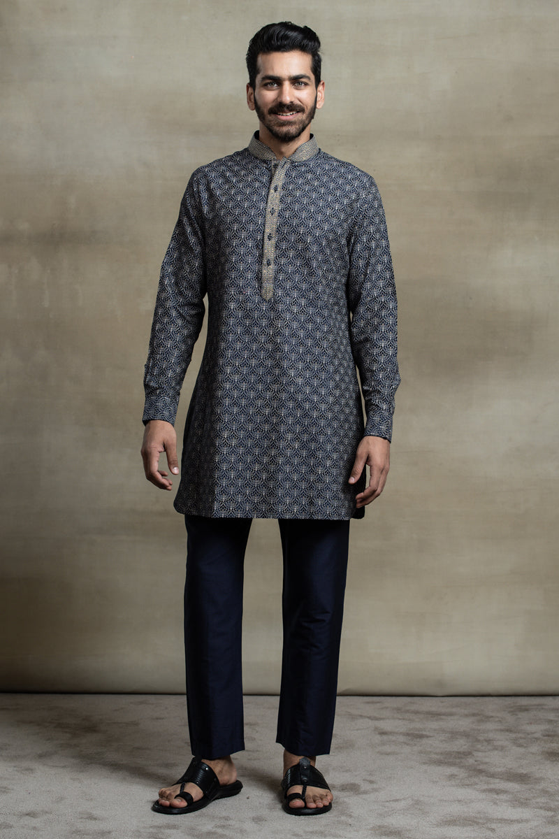 Printed Kurta with Top Stich Details