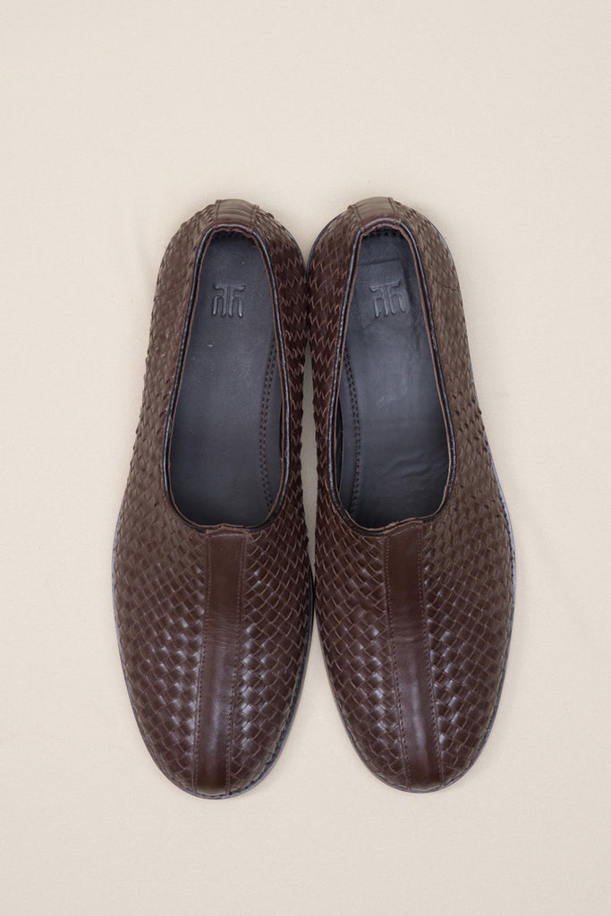 Brown Woven Leather Shoes