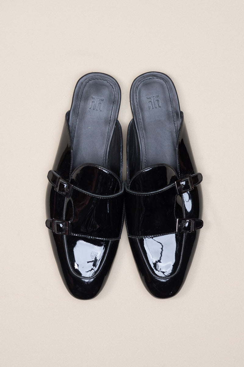 Shiny Black Leather Loafers