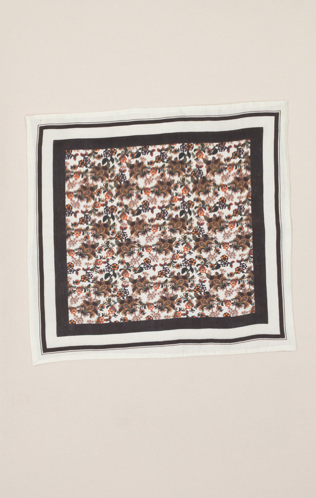 Off White Floral Digitally Printed Pocket Square
