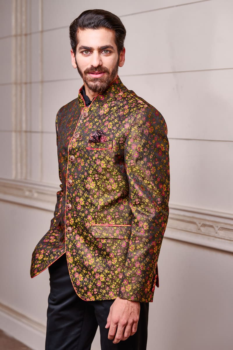 Floral Printed Bandhgala With Trousers